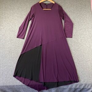 Sun Kim Dress Womens Extra Small Purple And Black Long Sleeve Color block Artsy